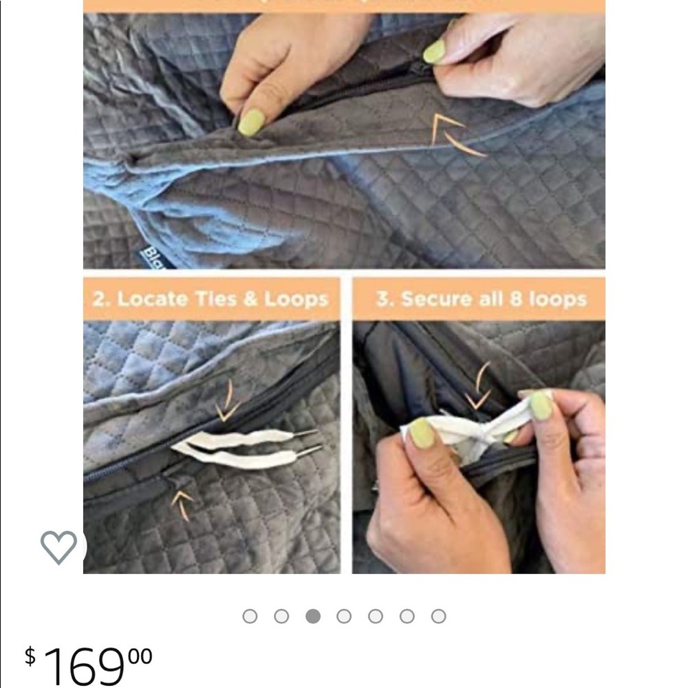 BlanQuil Quilted Weighted Blanket (Grey 15lb) W/ Removable Cover.